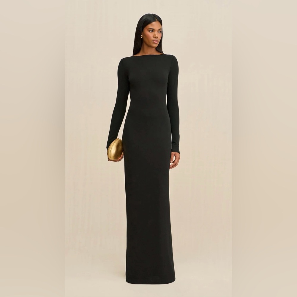 Cult Gaia Elegant Black Long Sleeve Gown